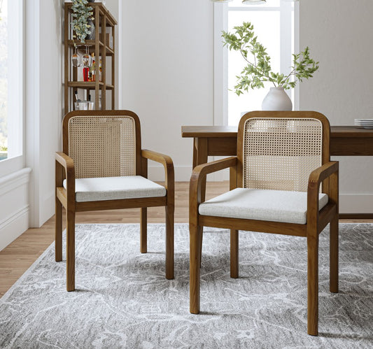 Antonius Rattan Dining Chair Set of 2 - Acorn