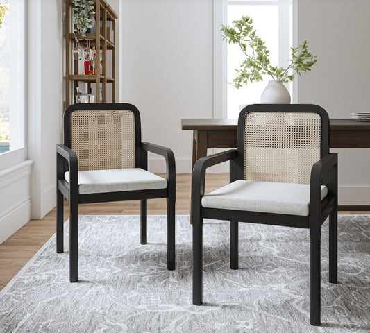 Antonius Rattan Dining Chair Set of 2 - Black