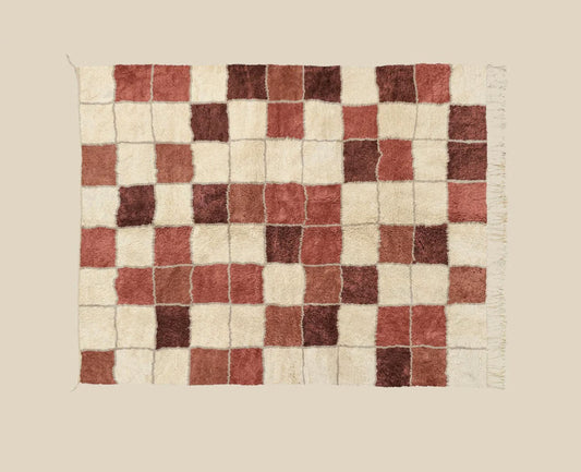 Atlas Mountain Grid Wool Rug (Oxblood & Banksia)