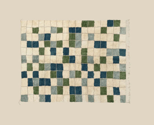 Atlas Mountain Grid Wool Rug (Natural Wool & Eucalyptus)