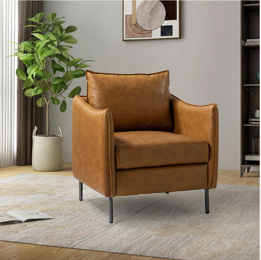 George Sculptural Vegan Leather Armchair – Camel