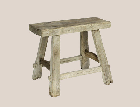 Hokkaido Vintage Elm Wood Footstool