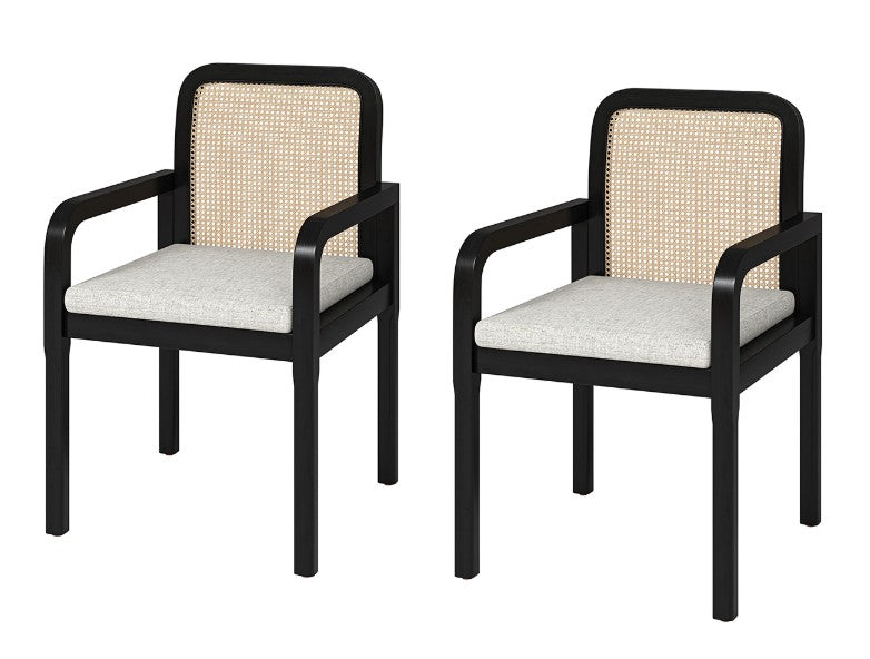 Antonius Rattan Dining Chair Set of 2 - Black