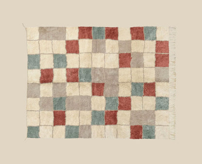 Atlas Mountain Grid Wool Rug (Taupe & Protea)