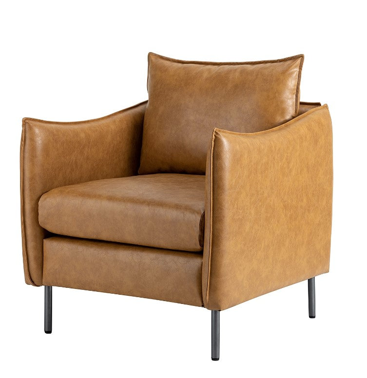 George Sculptural Vegan Leather Armchair – Camel
