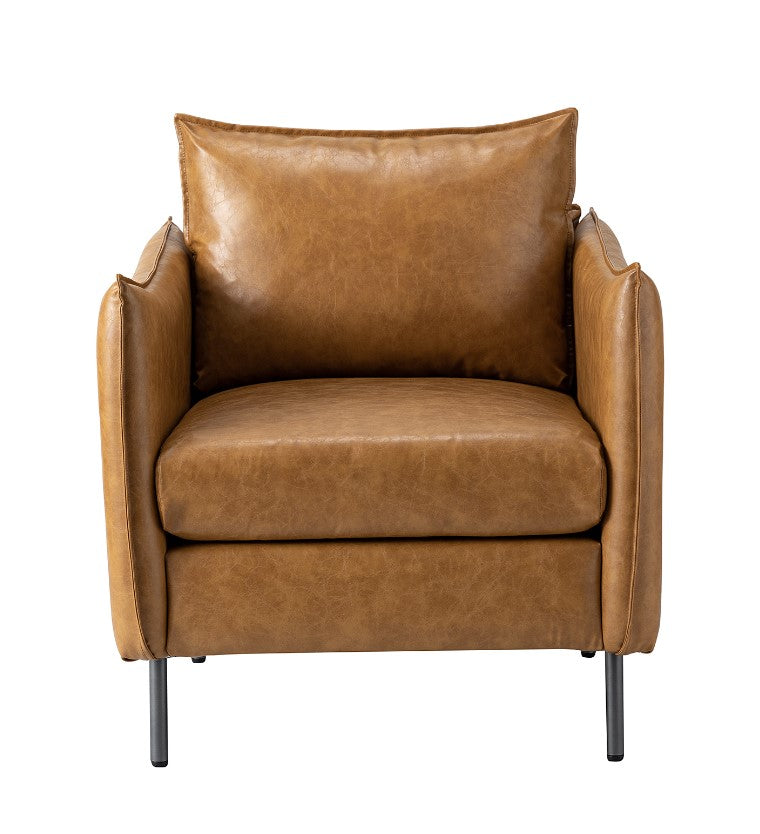 George Sculptural Vegan Leather Armchair – Camel