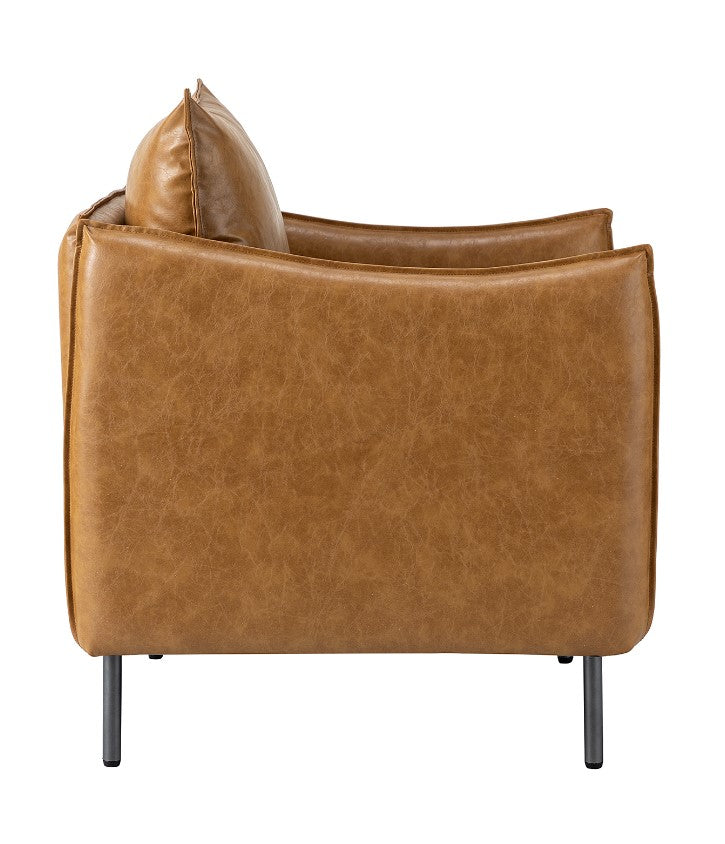 George Sculptural Vegan Leather Armchair – Camel