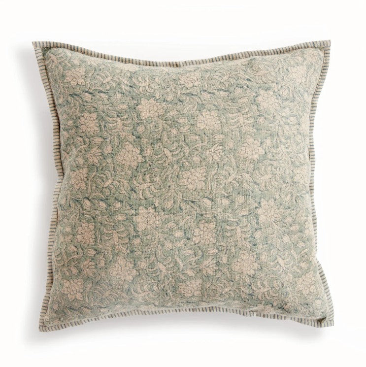 Henriella European Linen Pillow - Vintage Teal