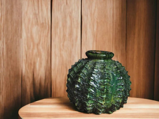 Tamegroute Abstract Sea Urchin Vase – Green