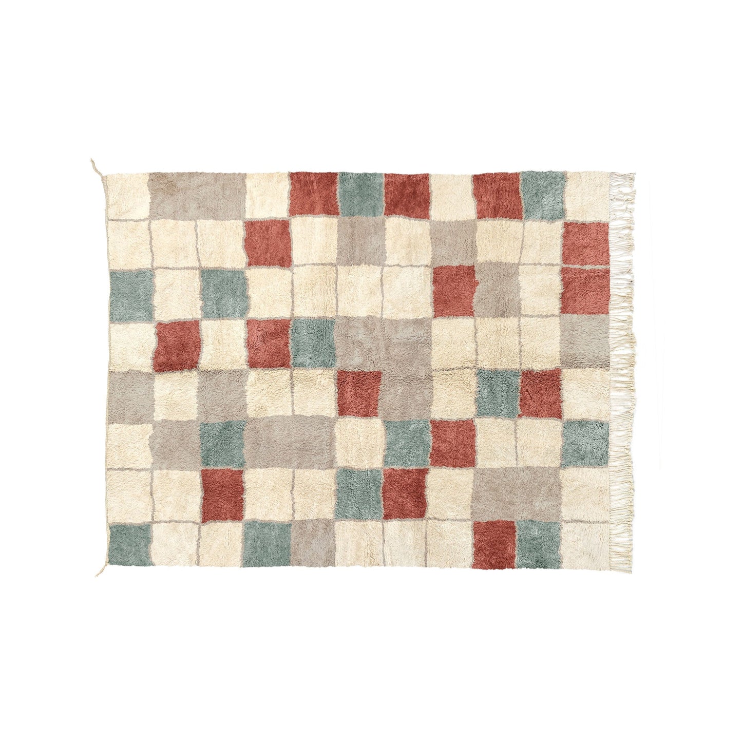 Atlas Mountain Grid Wool Rug (Taupe & Protea)